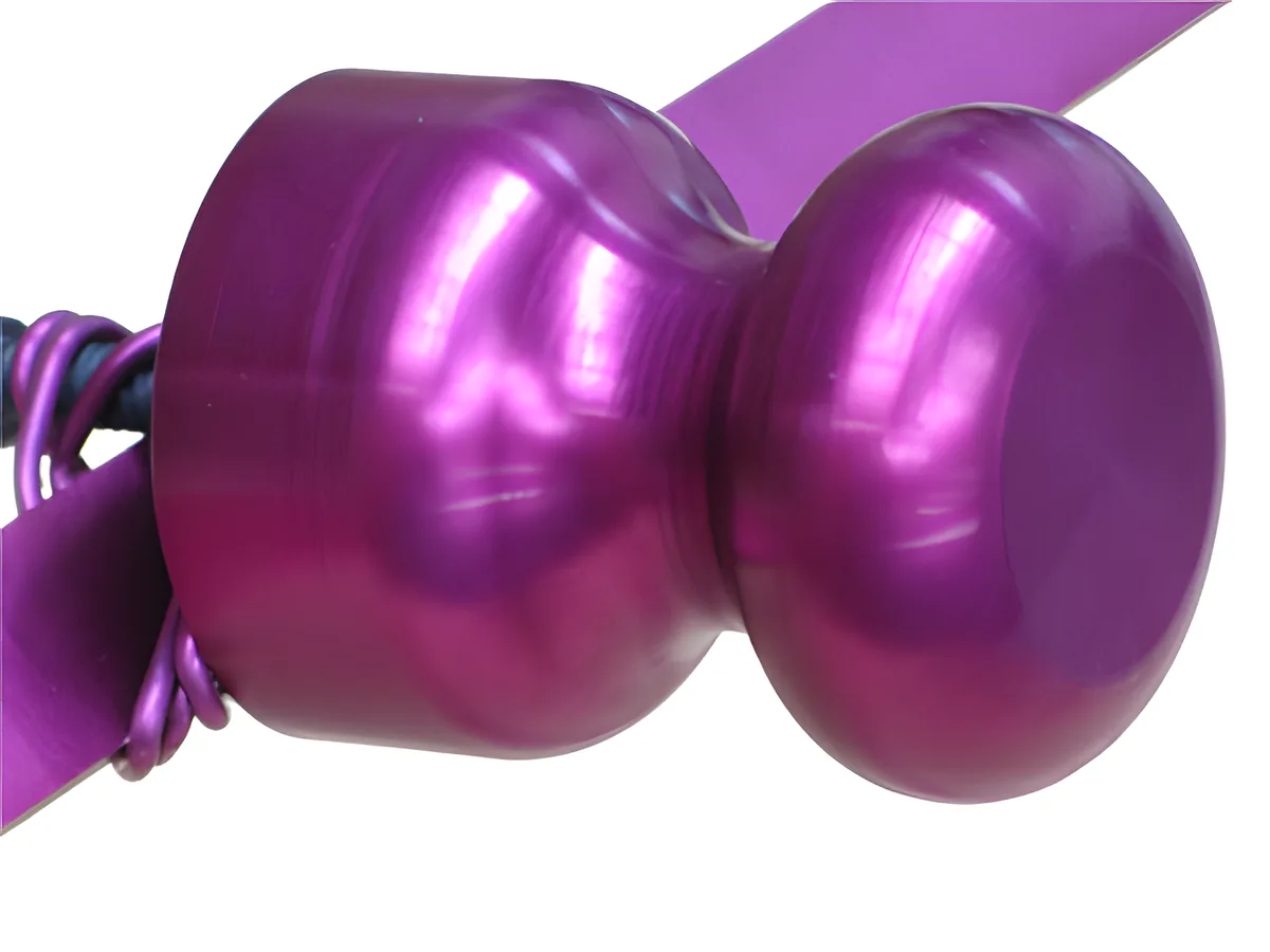 Purple bright anodised aluminium part with a glossy finish